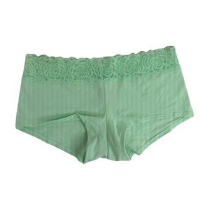 Victoria’s Secret PINK Low Rise Boyshort Panty Mint Green Lace Studded NWT M